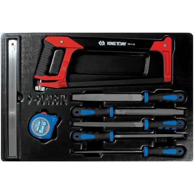 KING TONY Набор напильников, рулетка, линейка и ножовка, ложемент, 8 предметов KING TONY 9-90408TQ