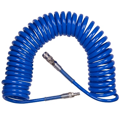 Шланг пневматический спиральный 8х12 мм, 20 м, полиуретановый, фитинги KING TONY 79962-20