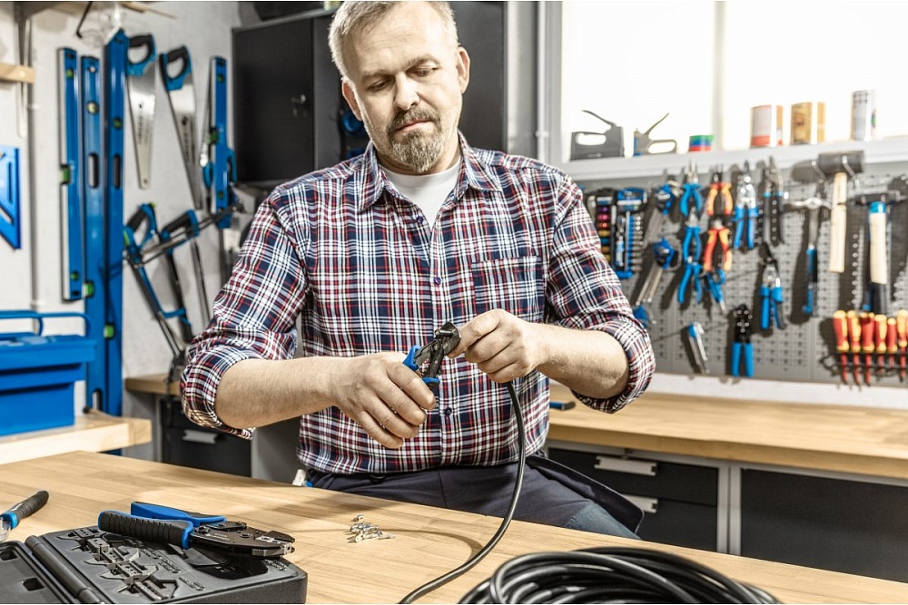 HOEGERT Пресс-клещи для обжима проводов со сменными матрицами, 6 шт.