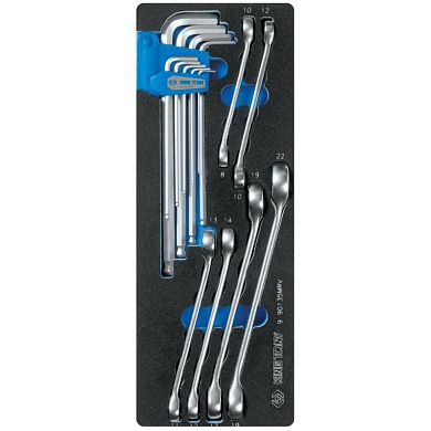 KING TONY Набор разрезных ключей и шестигранники Г-образные, ложемент, 15 предметов KING TONY 9-90135MRV