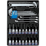 KING TONY Набор торцевых насадок, шестигранники Г-образные и разрезные ключи, ложемент, 31 предмет KING TONY 9-90131MR