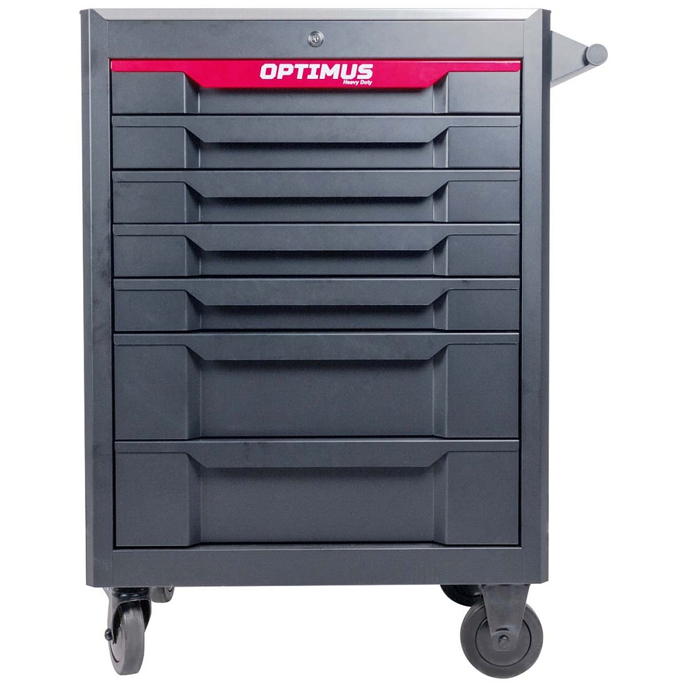 OPT-717MR Тележка инструментальная, 7 полок с набором инструментов 298 пр, металлическая столешница OPTIMUS