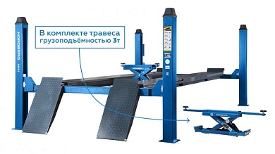 NORDBERG 4450B Подъемник 4-стоечный 5т, c ручной траверсой 3т N433, 380В для сход-развала (Cиний) 