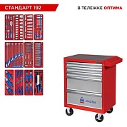 Набор инструментов 192 предмета, "СТАНДАРТ 192", в красной тележке МАСТАК 52-05192R