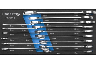 HOEGERT Набор рожковых ключей 15шт. HT1W501-HT1W517, ложемент EVA