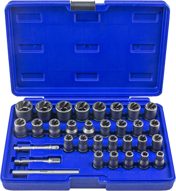 Набор головок экстракторов для поврежденного болтов и гаек 6–19мм, 32 предмета